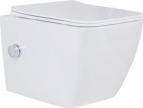 Унитаз подвесной Roxen Cube bidet в комплекте с инсталляцией StounFix Dual Fresh 6 в 1 968439 (кнопка: сатин)