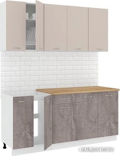 Готовая кухня Кортекс-мебель Корнелия Лира-лайт 1.8м (капучино/оникс/дуб бунратти)