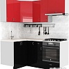 Готовая кухня S-Company Клео глосc 1.2x1.8 левая (черный глянец/красный глянец)