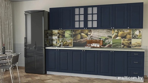 Готовая кухня Интерлиния Мила Деко 2.8А (индиго/индиго/опал светлый)