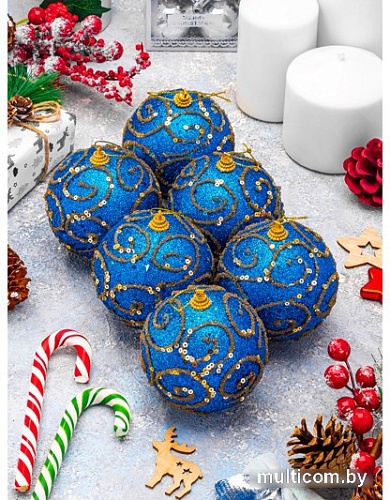 Елочная игрушка Elan Gallery Вензеля 970098 (6 шт, синий)