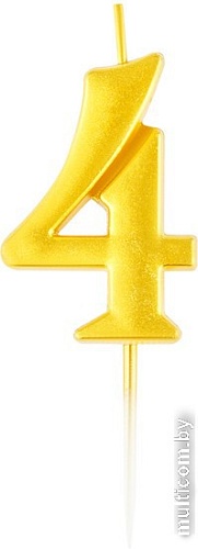 Свеча для торта Meshu Цифра 4 MS_59471 (золото)