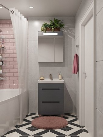 Runo Тумба с умывальником Runo Парма 60 2 ящика + Omega 60 (напольная, графит)