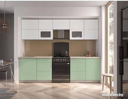 Кухня Интерлиния Мила Матте 2.7 Б (белый/мята/опал светлый)