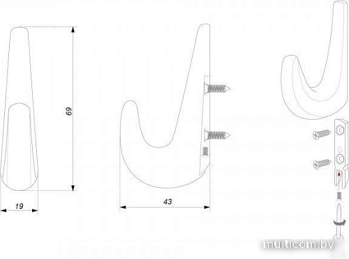 Крючок мебельный Boyard Nill K103MDN.9