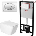 Унитаз подвесной Saniteco KW-9004W в комплекте с инсталляцией + AM101/1120 + M71-BL-01