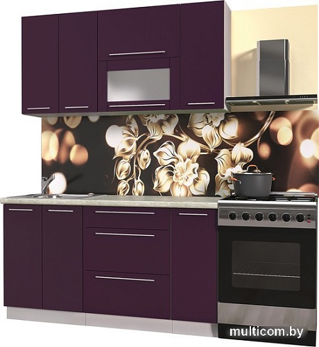 Готовая кухня Интерлиния Мила Пластик 1.5 В (слива глянец/опал светлый)