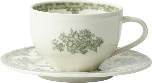 Чашка с блюдцем AksHome Blossom 250мл (керамика/зеленый)