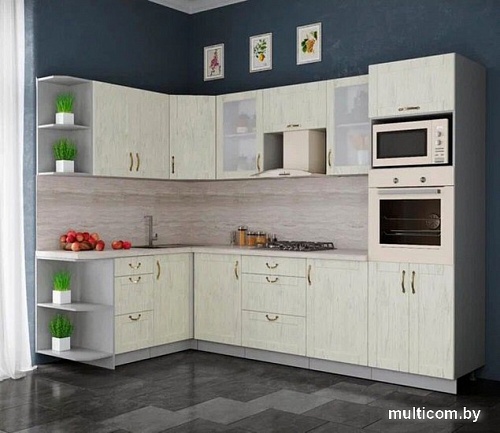 Готовая кухня Интерлиния Мила Крафт 1.68x2.8 левая (дуб снежный)