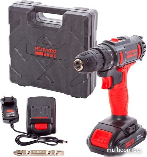 Дрель-шуруповерт RedVerg Basic SD18LE/2-2 (с 2-мя АКБ, кейс)