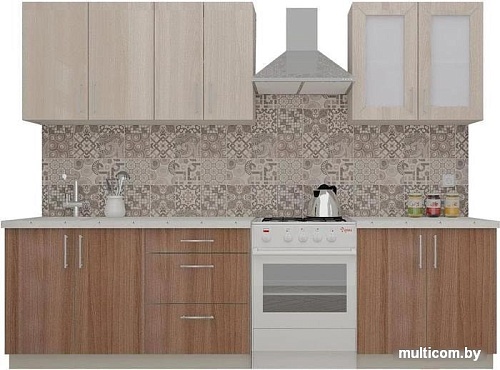 Кухня ВерсоМебель ВерсоЛайн 5-2.2 (ясень шимо светлый/ясень шимо темный)