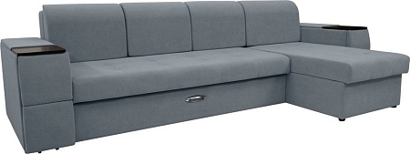 Сириус Лидер-13 с оттоманкой ППУ 330x165 (Eva 32 велюр серый)