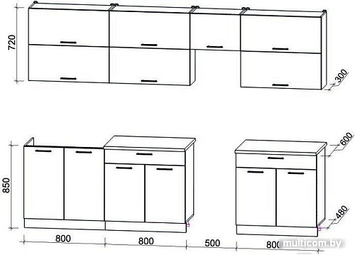 Кухня Интерлиния Мила Gloss 50-29 (яблоко/черный глянец)