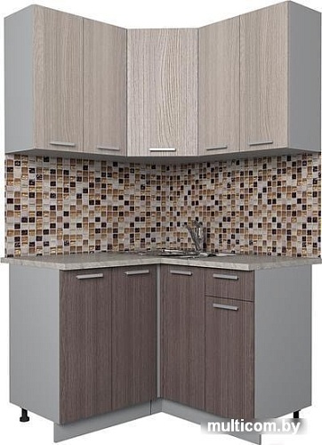 Угловая кухня Интерлиния Мила Лайт 1.2x1.2 (ясень светлый/ясень темный)