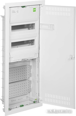 Бокс пластиковый Elektro-Plast MSF TWIN RP комбинированный, 2*12M+2xМП перф., N/PE-шинки, 1xSCHUKO, мет. дверь, белый RAL9016, 358x853x94mm, IP30