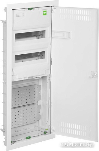 Бокс пластиковый Elektro-Plast MSF TWIN RP комбинированный, 2*12M+2xМП перф., N/PE-шинки, 1xSCHUKO, мет. дверь, белый RAL9016, 358x853x94mm, IP30