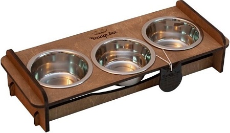 Миски на подставке Чешир Обжора 3 миски 400 мл (коричневый)