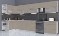 Готовая кухня Интерлиния Мила Матте 1.5x4.0 Б правая (луна-луна-травертин серый)