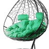 Подвесное кресло M-Group Для двоих 11450304 (серый ротанг/зеленая подушка)