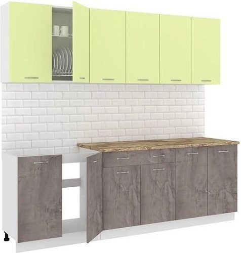 Готовая кухня Кортекс-мебель Корнелия Лира-лайт 2.4м (салатовый/оникс/мадрид)