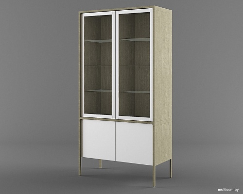 Шкаф-витрина Молодечномебель Хитроу D4 ВМФ-1661 (серый агат/БА)