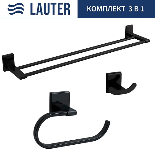 Набор аксессуаров для ванной Lauter 21SH8392 + 21SH8302 + 21SH8322 (Matt Black, 3 предмета)