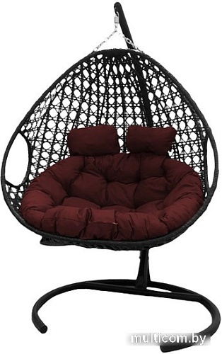 Подвесное кресло M-Group Для двоих Люкс 11510402 (черный ротанг/бордовая подушка)
