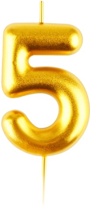 Свеча для торта Meshu Цифра 5 MS_59297 (золото)