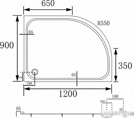 Душевой поддон Abber AD3E120 R 120х90