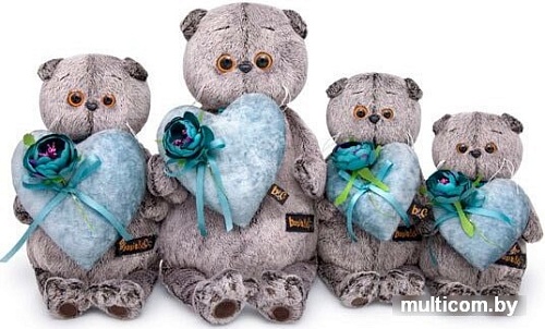 Мягкая игрушка Basik & Co Басик с сердцем из бархата (22 см)