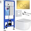 Унитаз подвесной Roxen Vortex в комплекте с инсталляцией StounFix Dual Fresh 6 в 1 968046 (кнопка: золото глянцевое)