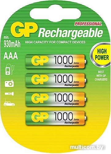 Аккумуляторы GP AAA 1000mAh 4 шт. (100AAAHC)