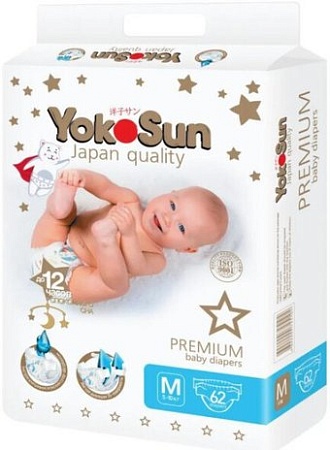 Подгузники YokoSun Premium M (62 шт)