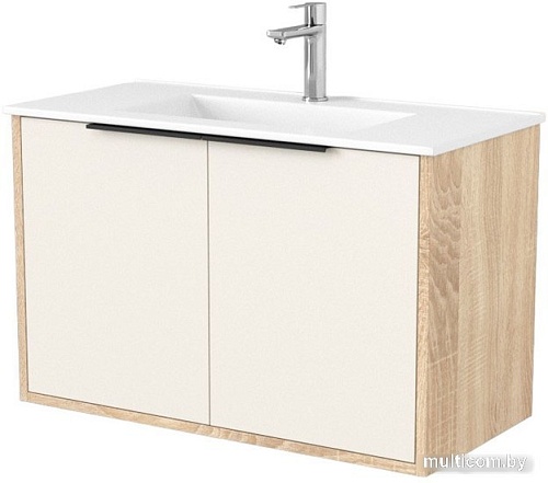 Дабер Тумба под умывальник 018 WeltWasser Deilbach 7517-80 Т18.8W.0.18Ч (бежевый/дуб бардолино/ручка черная)