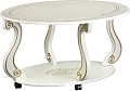 Журнальный столик Мебелик Овация М на колесах (слоновая кость/золото)