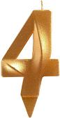 Свеча для торта Мультидом Грань Цифра 4 МС5-14 (золото)