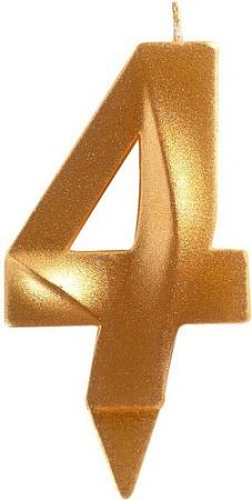 Свеча для торта Мультидом Грань Цифра 4 МС5-14 (золото)