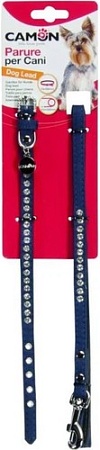 Ошейник с поводком Camon DC163/A (с поводком джинсовый со стразами синий)