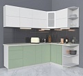 Готовая кухня Интерлиния Мила Матте 1.5x2.3 А правая (белый-мята-опал светлый)
