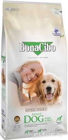 Сухой корм для собак BonaCibo Для взрослых собак всех пород ягненок и рис 15 кг
