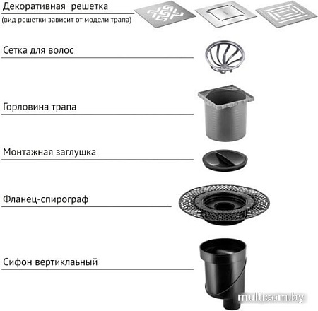 Трап/канал Berges Wasserhaus Platz Norma 150x150 090059 (матовый хром)