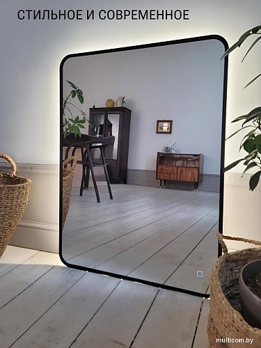 Зеркало с подсветкой eMZe Smartphone 50х70 LED.UV.SMART.50.70.CHE.4K (черный с УФ-окантовкой и подсветкой)