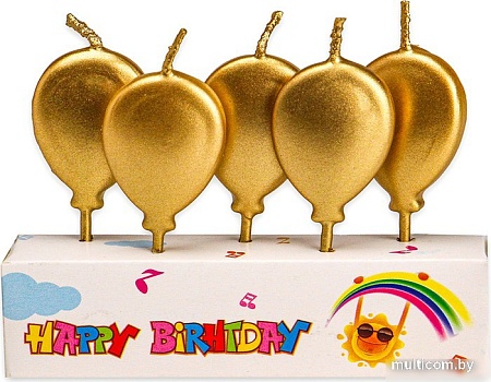 Набор свечей для торта Miland Золотые шарики С-2543 (5 шт)