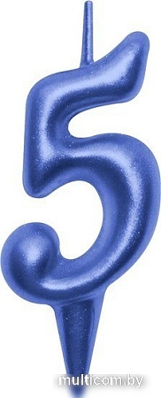 Свеча для торта Мультидом Овал Цифра 5 МС5-45 (синий)