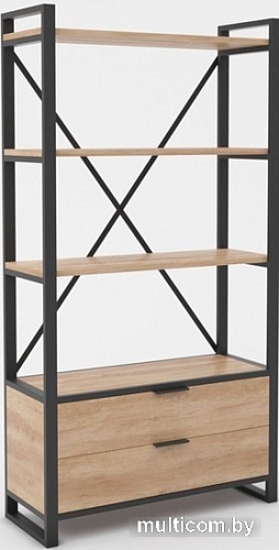 Стеллаж Hype Mebel Стандарт Люкс 80x170 (черный/дуб галифакс натуральный)