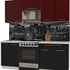 Кухня Интерлиния Мила Пластик 2.0 А (черный глянец/бордо глянец/опал светлый)