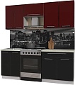 Кухня Интерлиния Мила Пластик 2.0 А (черный глянец/бордо глянец/опал светлый)