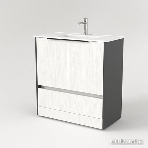 Дабер Тумба под умывальник 017 WeltWasser Deilbach 7517-80 Т17.8W.0.20Ч (белый древесный/серый/ручка черная)