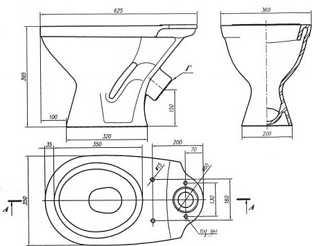 Унитаз напольный Лобненский стройфарфор Оптима Стандарт 10/1/5/3-51