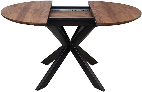 Кухонный стол ОКА Раунд 100-140x75 (дуб мореный/черный)